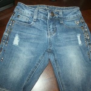 JUSTICE PREMIUM JEAN SHORTS factory distressed embroidered denim size 7 …EUC